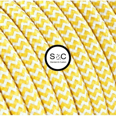 Textus - Cavo Tondo Zig Zag Bianco Giallo con Rivestimento Tessile 