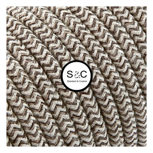 Textus - Cavo Tondo Zig Zag Sabbia Canvas Marrone con Rivestimento Tessile 