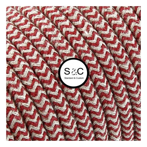 Textus - Cavo Tondo Zig Zag Sabbia Ciliegia con Rivestimento Tessile 