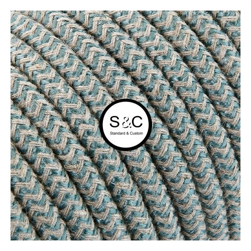 Textus - Cavo Tondo Zig Zag Sabbia Salvia con Rivestimento Tessile 