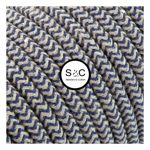 Textus - Cavo Tondo Zig Zag Sabbia Jeans con Rivestimento Tessile 