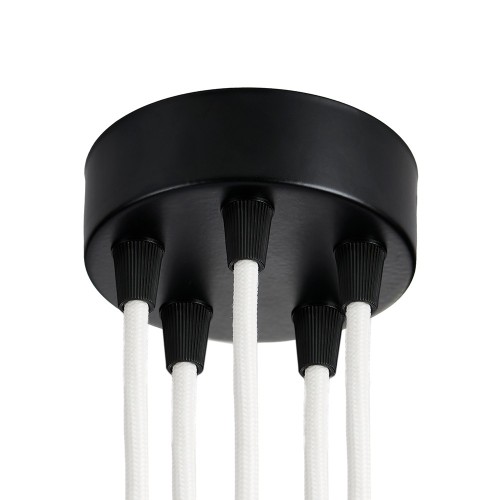 Rosone per lampadario coprifili in metallo nero 5 fori 