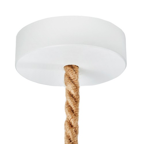 Rosone in legno bianco cilindrico per lampadari con cordone