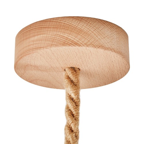 Rosone in legno naturale cilindrico per lampadari con cordone