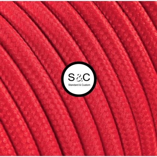Cavo elettrico tondo in tessuto ad effetto seta colore Rosso