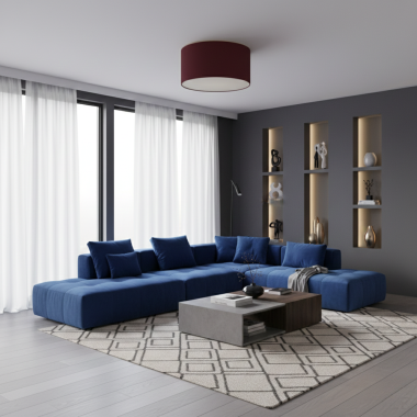 Plafoniera Cilindro Bordeaux 48cm | 4 Luci E27 | Design italiano