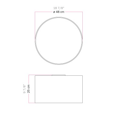 Plafoniera Cilindro Grigio Cenere 48cm | 4 Luci E27 | Design Moderno