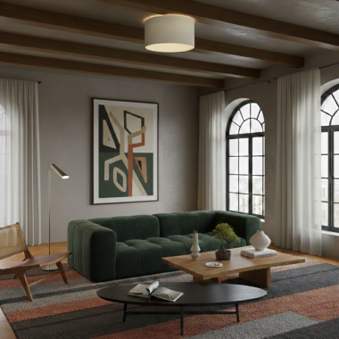 Plafoniera Cilindro Iuta Chiara 48cm | 4 Luci E27 | Design Organico