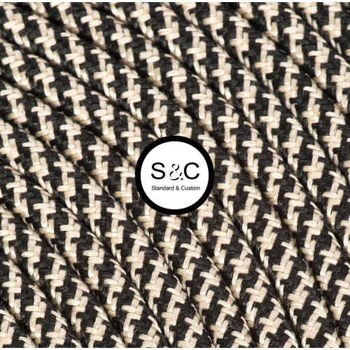 Textus - Cavo Tondo con Rivestimento Tessile Sabbia/Nero