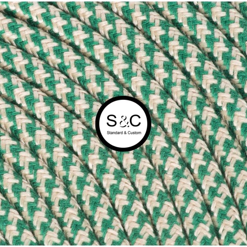 Textus - Cavo Tondo con Rivestimento Tessile Sabbia/Verde